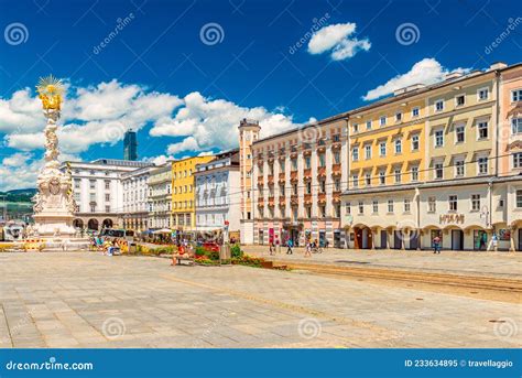 Linz Austria View Of The Main Square Of Linz With Colorful Buildings