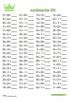 Arbeitsblatt Addition Im ZR 100 ABC 1 Klasse Mathe Arbeitsblatt