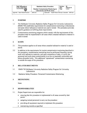 Fillable Online Mcmaster Contamination Monitoring Routine Form