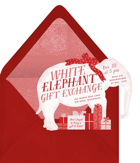 Whimsical White Elephant Invitations Greenvelope