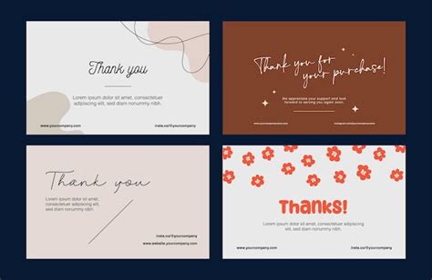 Premium Vector Flat Design Element Vector Thank You Card Collection Set Template