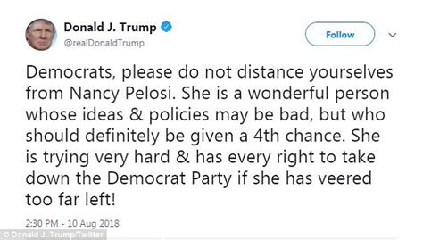 Trump Gives Nancy Pelosi A Mocking Endorsement Daily Mail Online