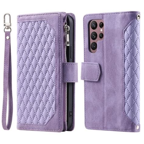 Violet Coque à rabat en cuir avec lanière longue Pour SAMSUNG S10 Plus