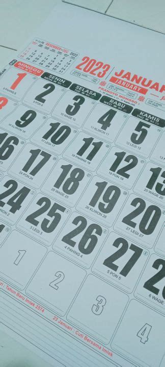 Kalender Kerja Dinding Calendar Tahun Ukuran Super Jumbo X Cm