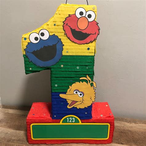 Sesame Street Pinata First Birthday One Pinata Elmo Etsy