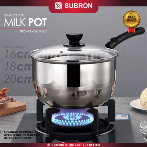 Subron Panci Susu Milk Pot Mpasi Cm Cm Cm Tutup Kaca Stainless