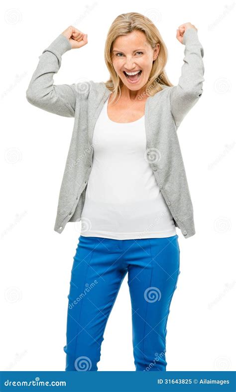 Mature Woman Excited Isolated On White Background Stock Image Image