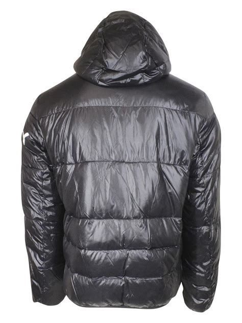 Donna Karan Dkny Men S Water Resistant Logo Black Hooded Puffer Jacket