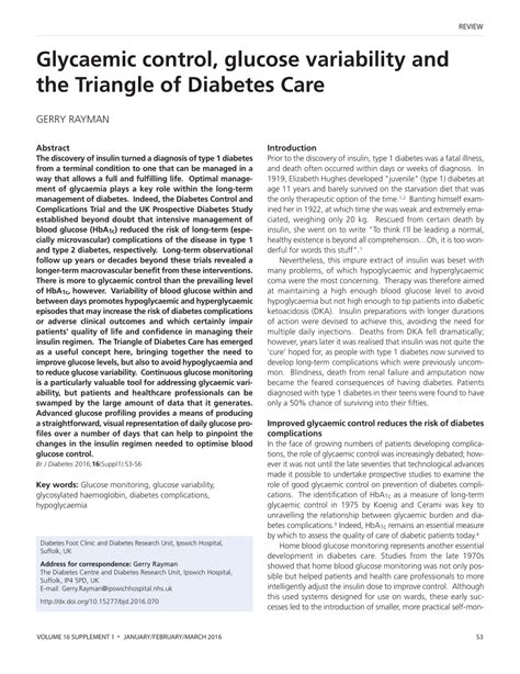 (PDF) Glycaemic control, glucose variability and the Triangle of Diabetes Care