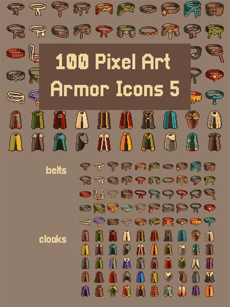 Cloak And Belt Pixel Art 32x32 Icon Pack CraftPix Net Pixel Art