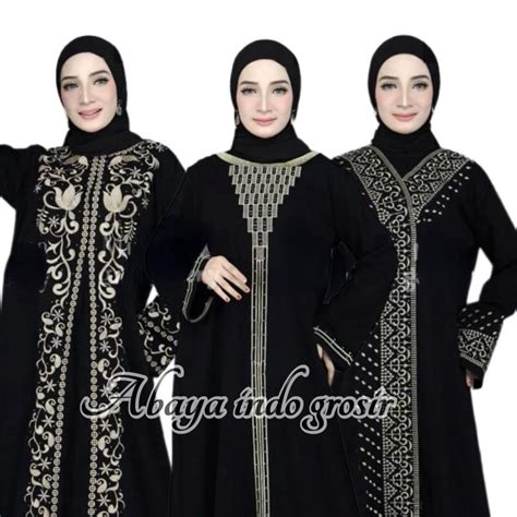 Jual Abaya Bordir Turkey Exclucive Gamis Haji Dan Umroh Bahan Jetblack