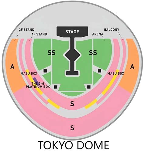 Tokyo Dome Seating Map with Seat Numbers and Rows 2024