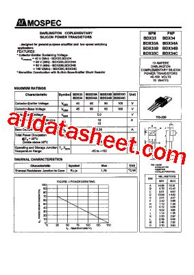 BDX34 Datasheet PDF Mospec Semiconductor