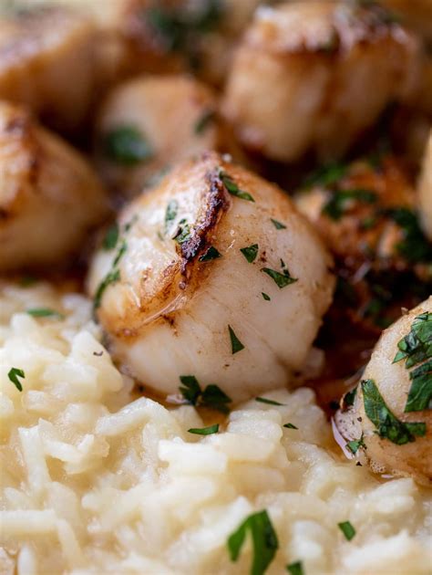 Scallop Risotto - Champagne Risotto with Brown Butter Scallops