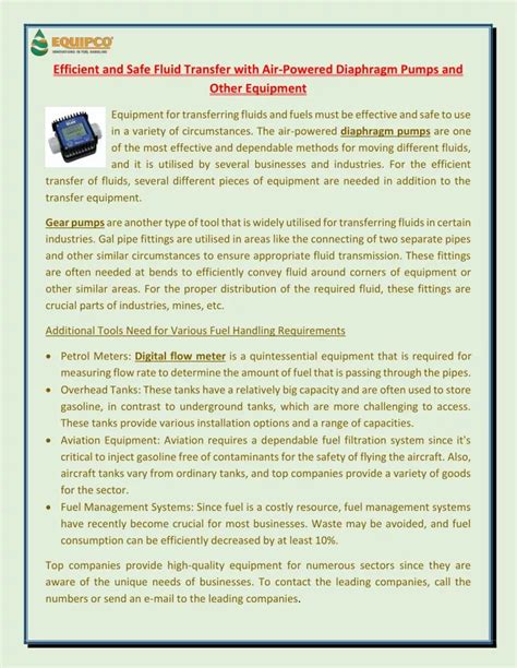 Ppt Efficient And Safe Fluid Transfer With Air Powered Diaphragm