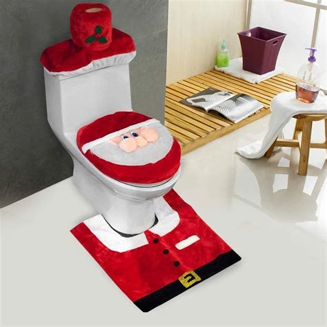 Christmas Toilet Hat Set Ornaments New Year Christmas Decorations Santa