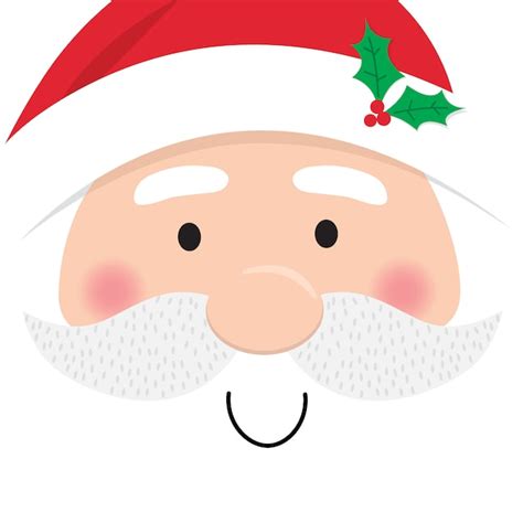 Santa Claus Face Cute Christmas Character Stock Premium Vector