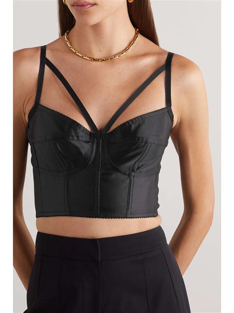 Dolce And Gabbana Cropped Stretch Satin Bustier Top Net A Porter