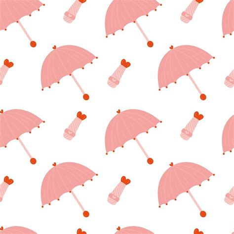 Premium Vector Pink Umbrella Seamless Pattern Cartoon Open And Folded