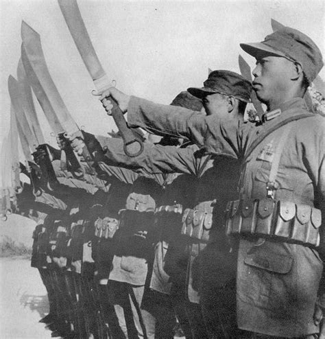 Soldiers Of The 29th Army With Their Chinese Dadao Swords Note How The