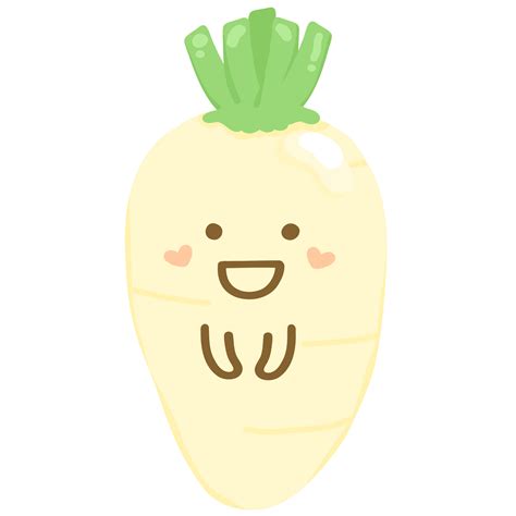 Cute white radish daikon cartoon character 35573589 PNG