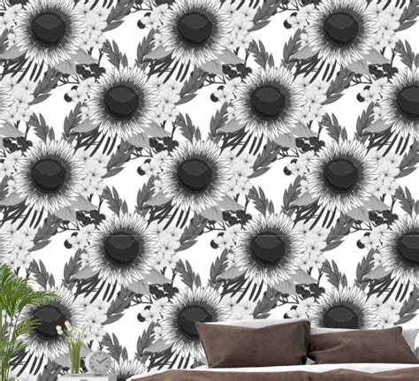 Monochromatic Sunflowers Flower Wallpaper