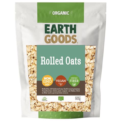 Earth Goods Organic Oat Flakes Rolled Oats 900g Buy At Best Price From Mumzworld United Arab