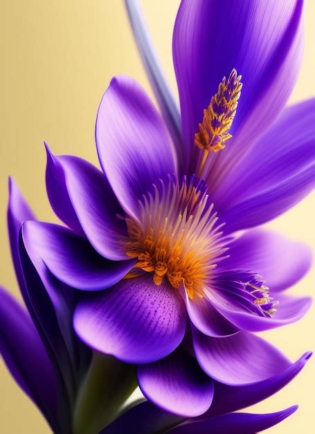 Premium Ai Image A Purple Flower With Yellow Stamens