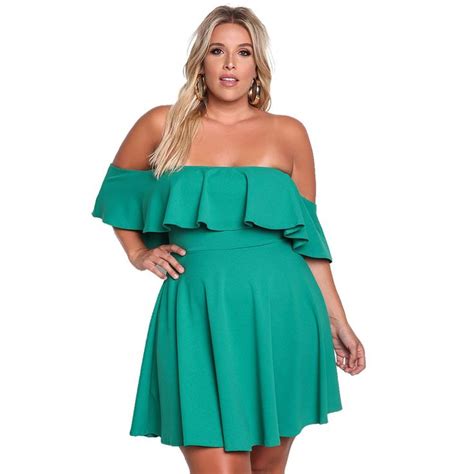 Rosianna Womens Off Shoulder Strapless Ruffle Mini Plus Size Swing