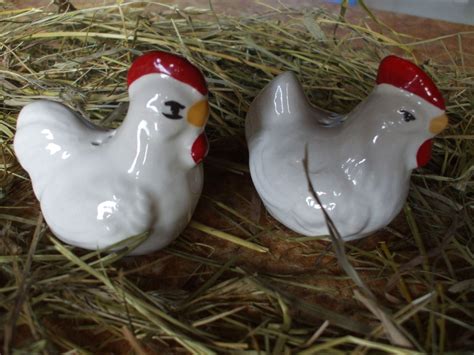 Vintage Ceramic Chicken And Rooster Salt And Pepper Shakers Ceramic