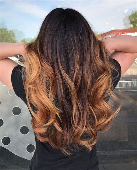 Caramel Balayage On Long Dark Brown Hair Sun Kissed Summer 2017 Hair Color Balayage Hair