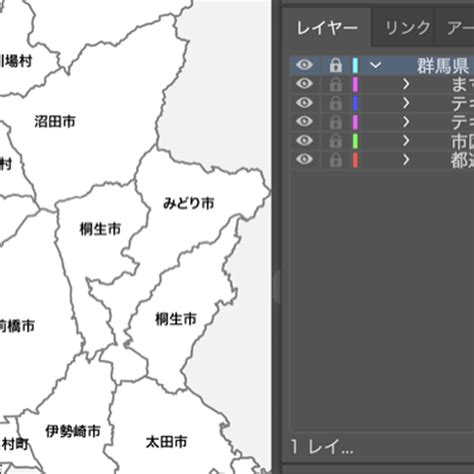 群馬県 市区町村別 白地図データ（eps） 地図素材をダウンロードにて販売するお店｜今八商店