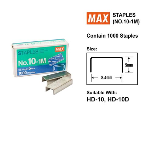 MAX Staples Stapler Bullet Dawai Kokot Ubat Stapler NO 10 1M