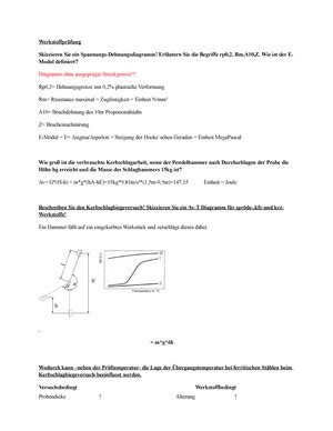 Hochschule Bochum Werkstoffkunde 1 Übungsbaltt 4 mit Lösung