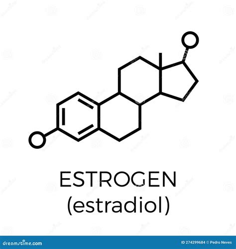 Vector Thin Line Icon Of Estrogen Molecular Structure Chemical Formula