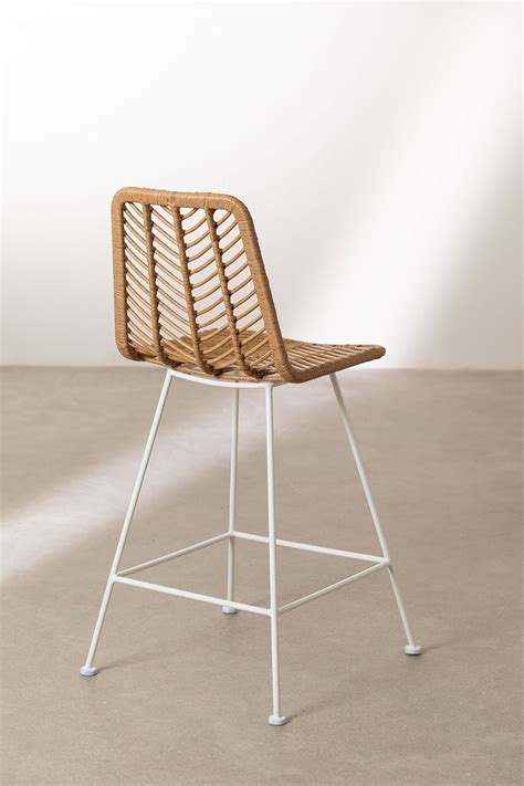 High Garden Stool In Synthetic Rattan Natural Gouda Sklum