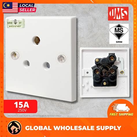 1 Pc Ums 15a Switch Socket 250v Ac 1 Gang Switched Socket Outlet Heavy Duty Socket 1215a