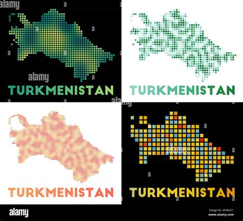 Turkmenistan Map Collection Of Map Of Turkmenistan In Dotted Style