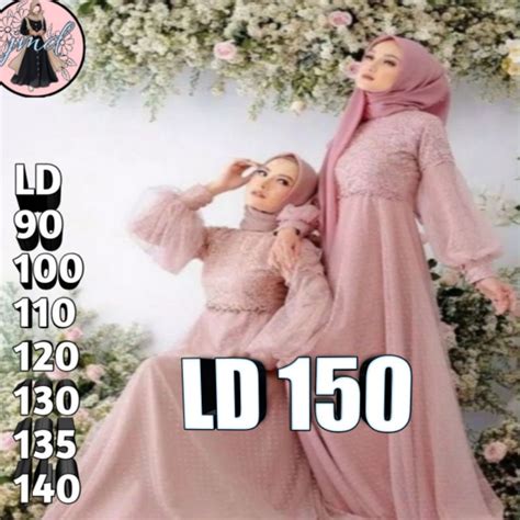 Jual Baju Gamis Muslim Brukat Tile Tutu Remaja Dewasa Lengan Balon