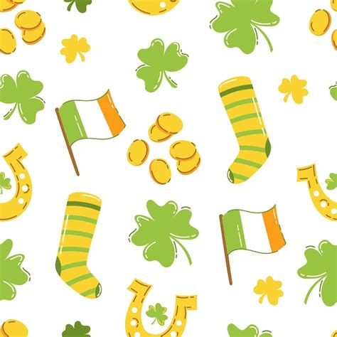 Premium Vector St Patricks Day Pattern Vector Illustration Flat