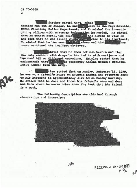 Jeffrey Macdonald Case Justthefacts Fbi File Re Investigative Activity Reported Feb 20 1970