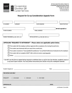 Fillable Online Request For Co Op Consideration Appeals Form Co