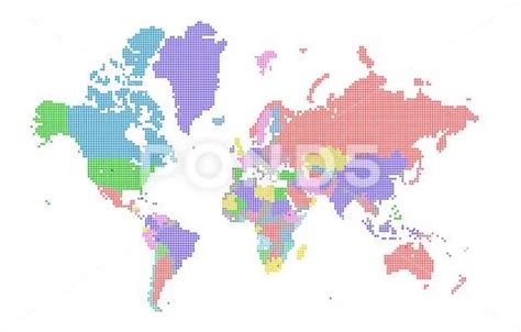 Dotted world map . Colored world map . colorful world countries ...