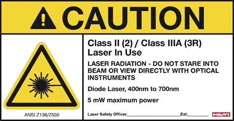 Laser Warning Sign Class 2 5 Pack Other Accessories Hilti Usa