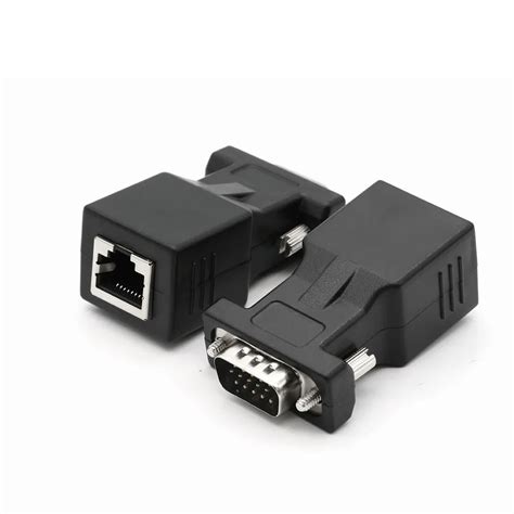 2PCS RJ45 To VGA Extender Male To RJ45 Network Ethernet Cable Female