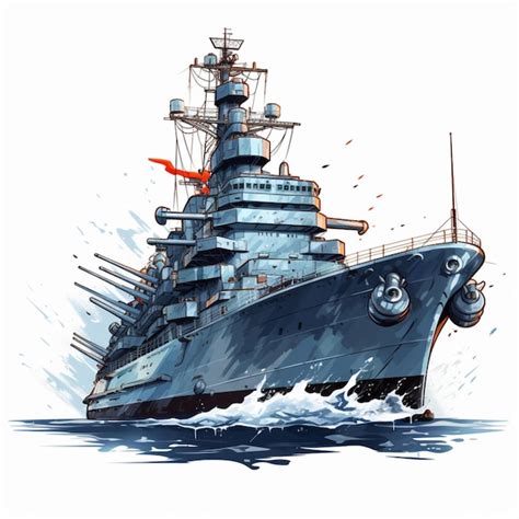 Premium Ai Image Battleship 2d Cartoon Illustraton On White