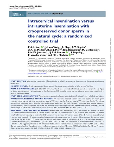 Pdf Intracervical Insemination Versus Intrauterine Insemination With