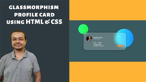 🔴 Glassmorphism Profile Card Using Html And Css Youtube