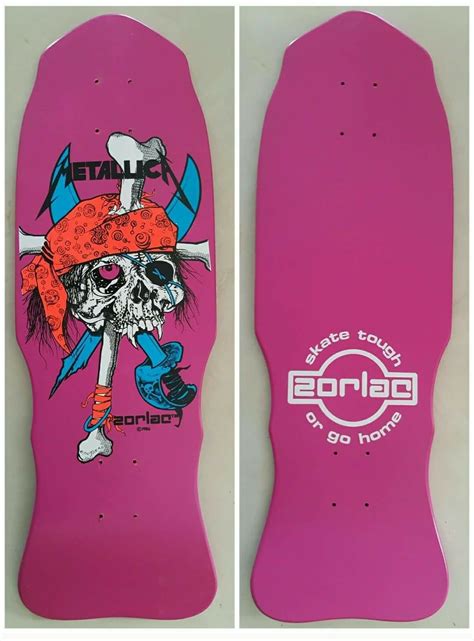 Nos Zorlac Metallica Pirate Skull In Pink Dip Skateboard Pictures