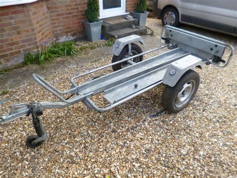 Professional Motorbike Trailer, Fully Galvanised, Adjust Rail, Ramp, Lights, Erde, Trelgo ...